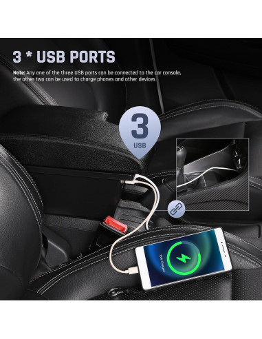 Caja de Almacenamiento para Apoyabrazos YJYWZH Toyota Hilux con 3 USB