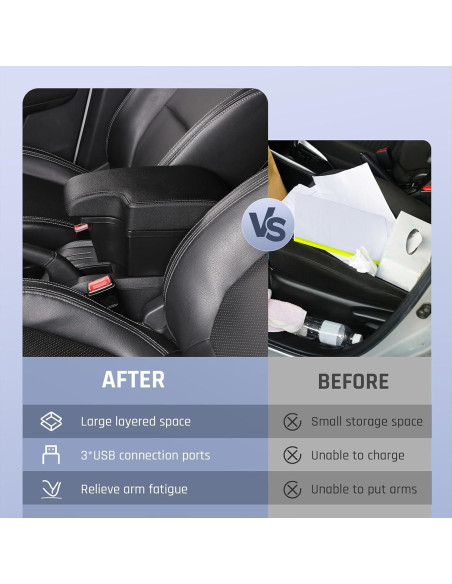 Caja de Almacenamiento para Apoyabrazos YJYWZH Toyota Hilux con 3 USB