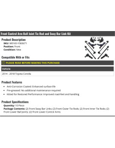 Kit de Enlace de Barra Estabilizadora Toyota Corolla 2014-2018 2