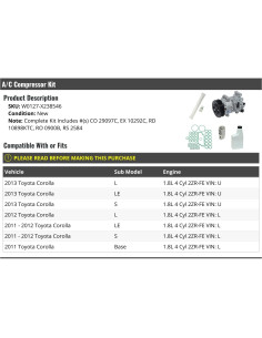 Kit compresor A/C Toyota Corolla 2011-2013 1.8L Marketplace 2