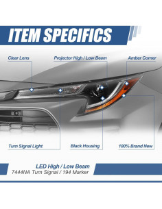 Faro Proyector LED Auto Dynasty Izquierdo Toyota Corolla 2020-2024 2