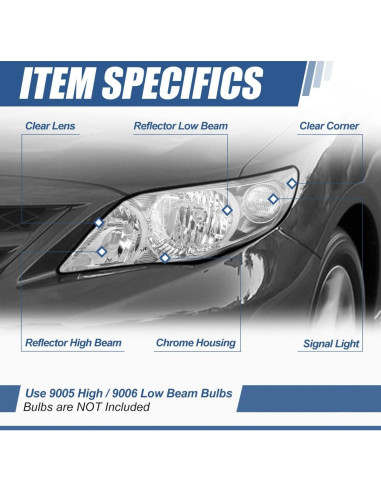 Faros Halógenos Auto Dynasty para Toyota Corolla 2009-2010