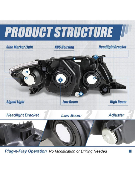 Faros Halógenos Auto Dynasty para Toyota Corolla 2009-2010