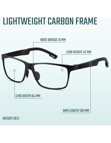 Gafas Anti Luz Azul TR90 UV400 para Hombres - Color Negro