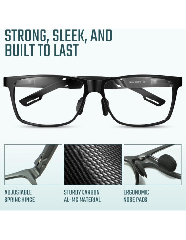 Gafas Anti Luz Azul TR90 UV400 para Hombres - Color Negro