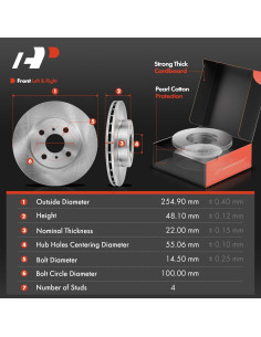 Discos de Freno Ventilados A-Premium 254mm + Pastillas Toyota/Chevy 2