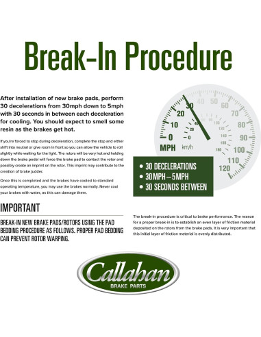 Kit de frenos traseros Callahan para Toyota Corolla iM 2017-2018