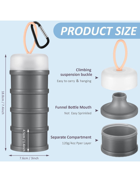 Contenedor de Polvo de Proteína Baderke 2 Pcs Apilable 473 ml