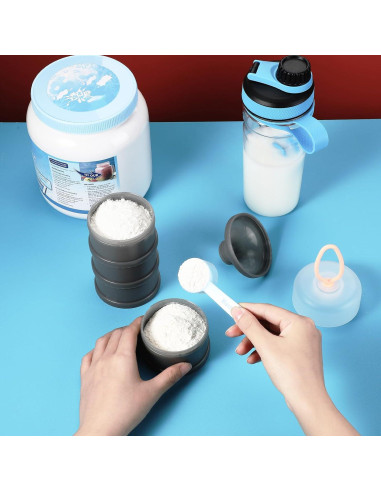 Contenedor de Polvo de Proteína Baderke 2 Pcs Apilable 473 ml
