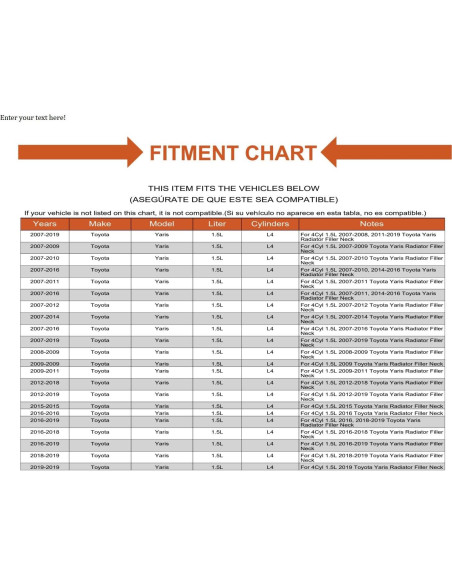 Cuello de llenado de radiador Sawyer Auto para Yaris 2007-2019