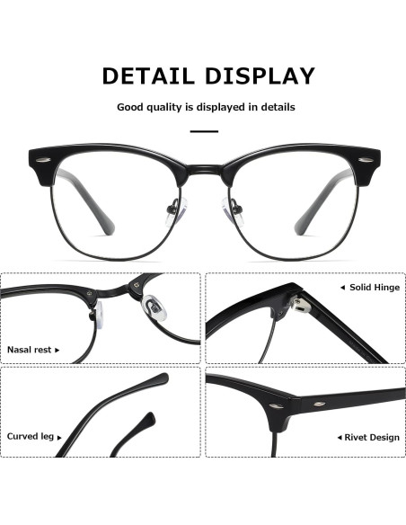 Gafas de Bloqueo de Luz Azul Kimorn KS052 Unisex Marco Negro