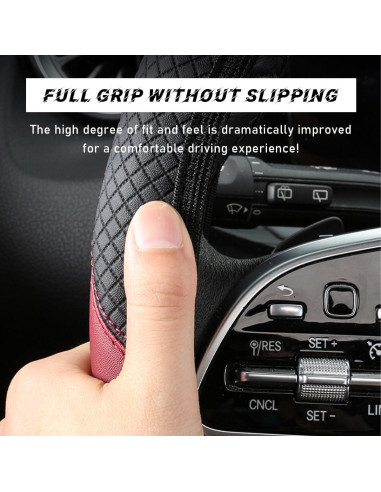 Funda de Volante de Coche Povtii 38 cm Cuero Antideslizante