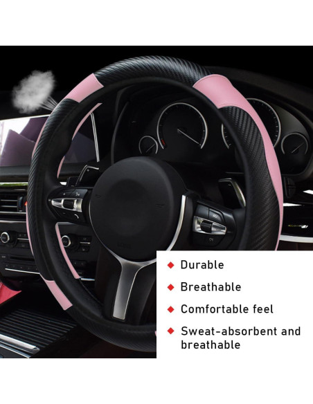 Funda de Volante de Coche Povtii 38 cm Cuero Antideslizante