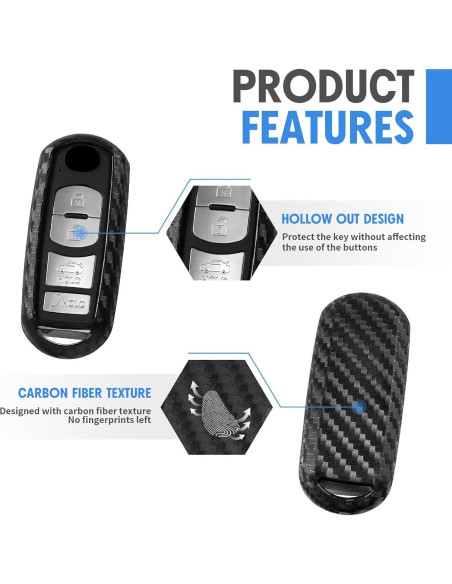 Funda de Llave Silicona WORCAS MZSAU-SCE2 2 Pcs Fibra Carbono