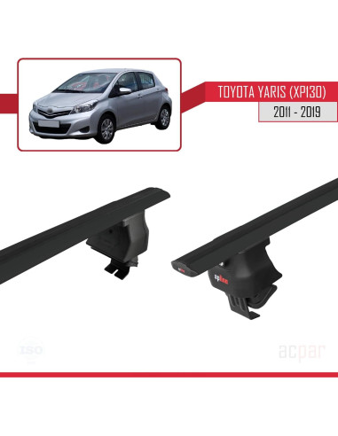 Barra Transversal de Techo Aluminio Negra ACE-4 para Toyota Yaris 2011-2019