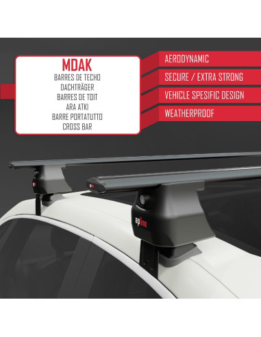 Barra Transversal de Techo Aluminio Negra ACE-4 para Toyota Yaris 2011-2019