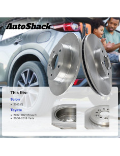 Kit de Rotores de Freno Delantero AutoShack para Toyota Yaris 2006-2018, Prius C 2012-2019, Scion iQ 2013 2