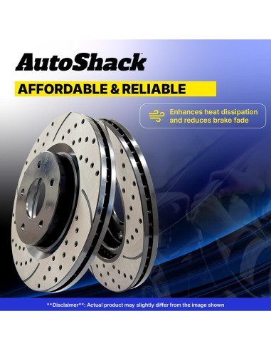 Kit de Rotores de Freno Delantero AutoShack para Toyota Yaris 2006-2018, Prius C 2012-2019, Scion iQ 2013
