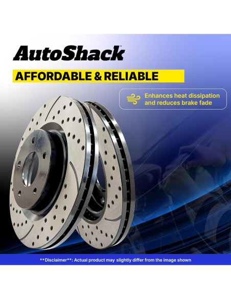 Kit de Rotores de Freno Delantero AutoShack para Toyota Yaris 2006-2018, Prius C 2012-2019, Scion iQ 2013