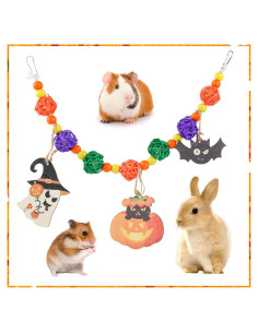 Juguetes de Halloween Abizoo para Conejos y Cobayas - Madera Natural
