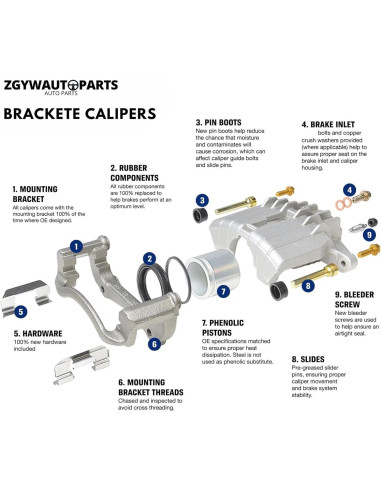 Caliper de Freno de Disco Frontal ZGYWAutoParts Toyota Yaris 2006-2018