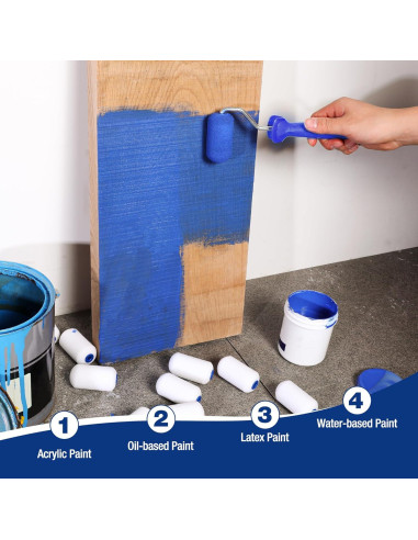 Rodillo de Pintura Mini WORKPRO 2.5" 12-Pack Espuma Alta Densidad