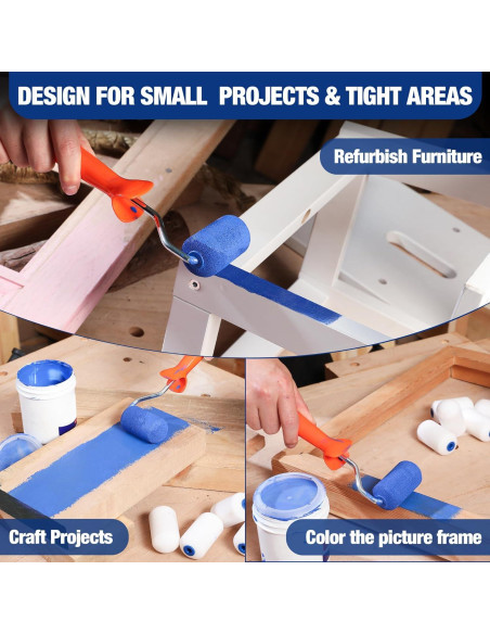 Rodillo de Pintura Mini WORKPRO 2.5" 12-Pack Espuma Alta Densidad