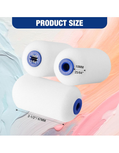 Rodillo de Pintura Mini WORKPRO 2.5" 12-Pack Espuma Alta Densidad