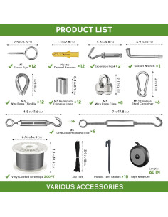 Kit de Cable de Acero Inoxidable KALLSDY 61m 1/8" para Bricolaje 2