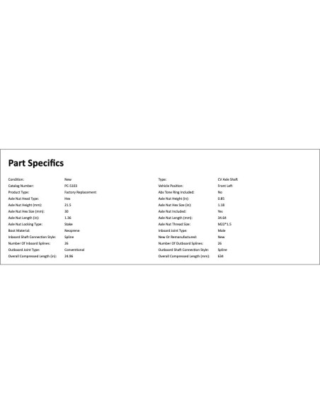 Eje de CV Izquierdo Toyota Yaris iA 2017-2018 Manual