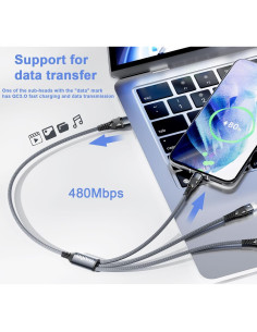 Cable Multi USB C SIQIWO 4FT Carga Rápida QC 3.0 3 en 1 2