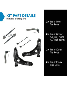 Kit de Dirección y Suspensión TRQ 8 Piezas Toyota Yaris 07-08 2