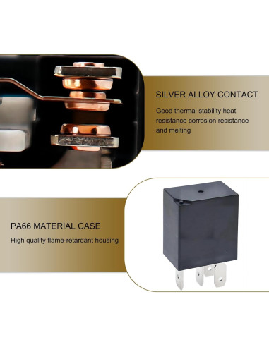 Paquete de 4 Relés de Arranque Prywog 12V 30A Negro