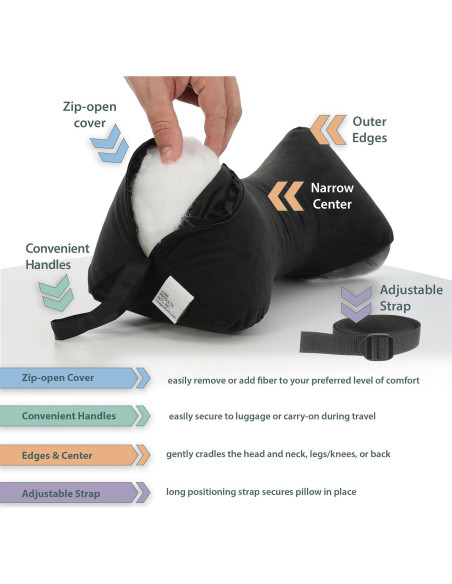 Almohada Quiropráctica en Forma de Hueso Productos Básicos - Soporte Ajustable para Viaje y Casa, 38.1 cm