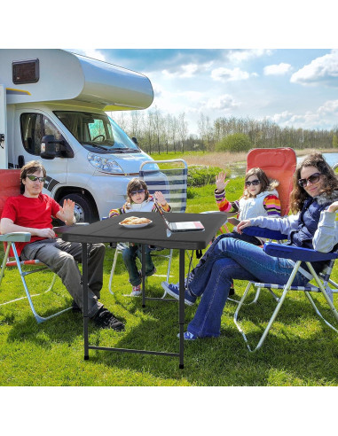 Mesa Plegable VINGLI 4 Pies Ajustable para Camping y Fiestas