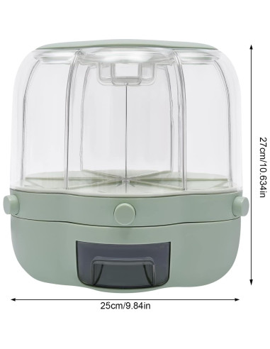 Dispensador de Arroz y Granos Rotatorio LKOEWQZAMX 8kg 6 Compartimentos