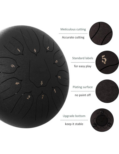 Tambor de Lengua de Acero 30 cm LOMUTY 11 Notas para Meditación