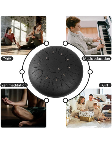 Tambor de Lengua de Acero 30 cm LOMUTY 11 Notas para Meditación