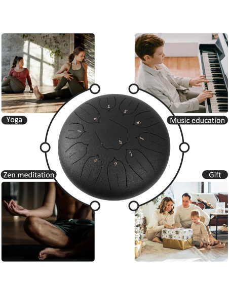 Tambor de Lengua de Acero 30 cm LOMUTY 11 Notas para Meditación