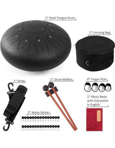 Tambor de Lengua de Acero 30 cm LOMUTY 11 Notas para Meditación