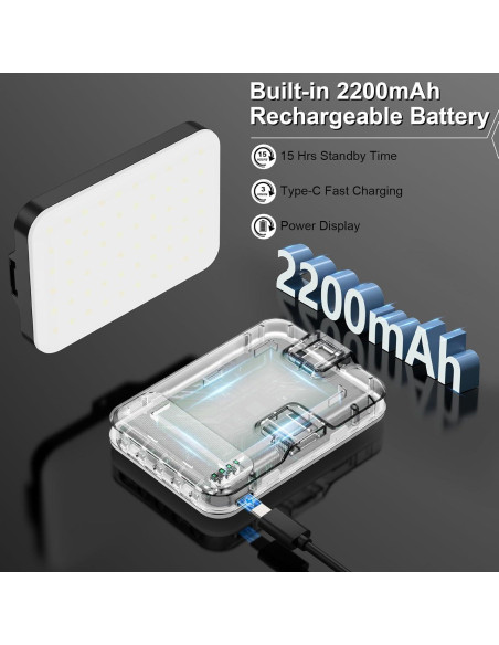 Hagibis Luz LED Portátil para Cámara - 60 LEDs, Batería 2200mAh