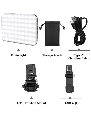 Hagibis Luz LED Portátil para Cámara - 60 LEDs, Batería 2200mAh