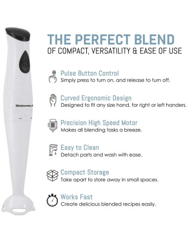 Batidora de Inmersión Elite Gourmet EHB-2425X 150W Blanca