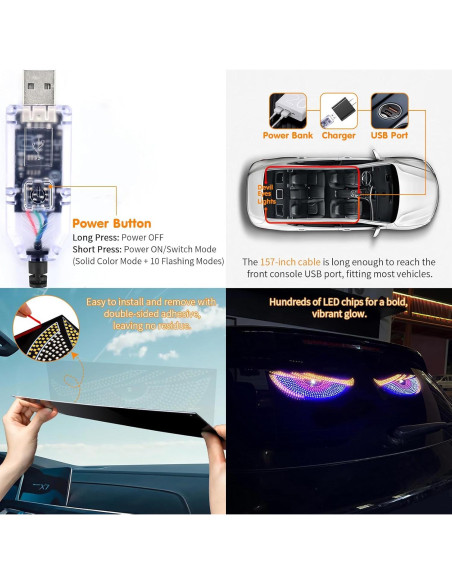 Luz LED Ojos del Diablo 1797 para Autos y Camiones 30x12cm