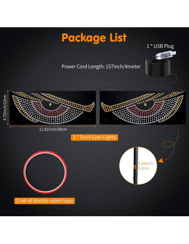 Luz LED Ojos del Diablo 1797 para Autos y Camiones 30x12cm