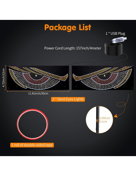 Luz LED Ojos del Diablo 1797 para Autos y Camiones 30x12cm