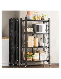 Estantería Plegable Joybos de 4 Niveles con Ruedas - Metal Resistente