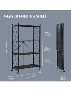 Estantería Plegable Joybos de 4 Niveles con Ruedas - Metal Resistente 2