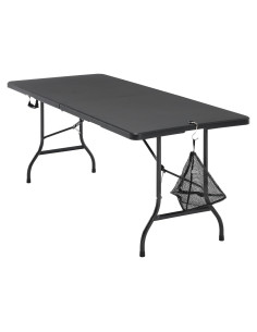 Mesa Plegable Portátil VECELO 182.88 cm Negra para Camping