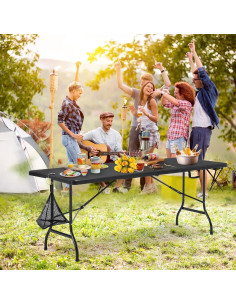 Mesa Plegable Portátil VECELO 182.88 cm Negra para Camping 2